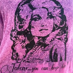 Dolly Parton “ Jolene you can keep Him” purple pink Bleached T-Shirt